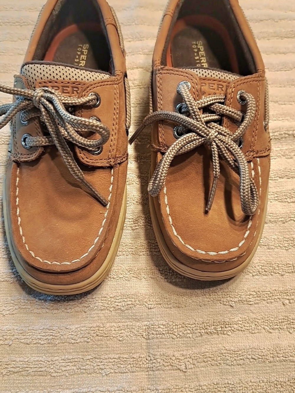 Sperry Kids Brown/Tan Boat Shoes with Contrast Stitching